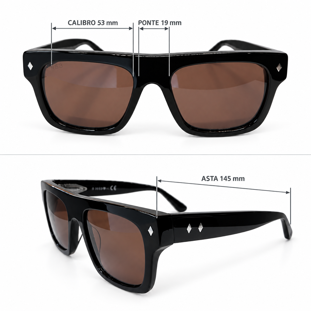 Occhiali con quote calibro, ponte e asta